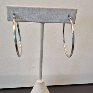 Elegant Sterling Silver Hoop Earrings 1.75 Inch Diameter